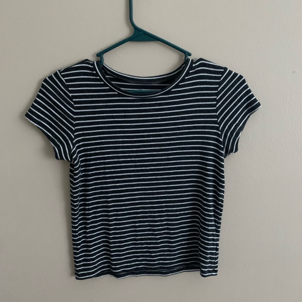 AE rib crew neck stripe t shirt